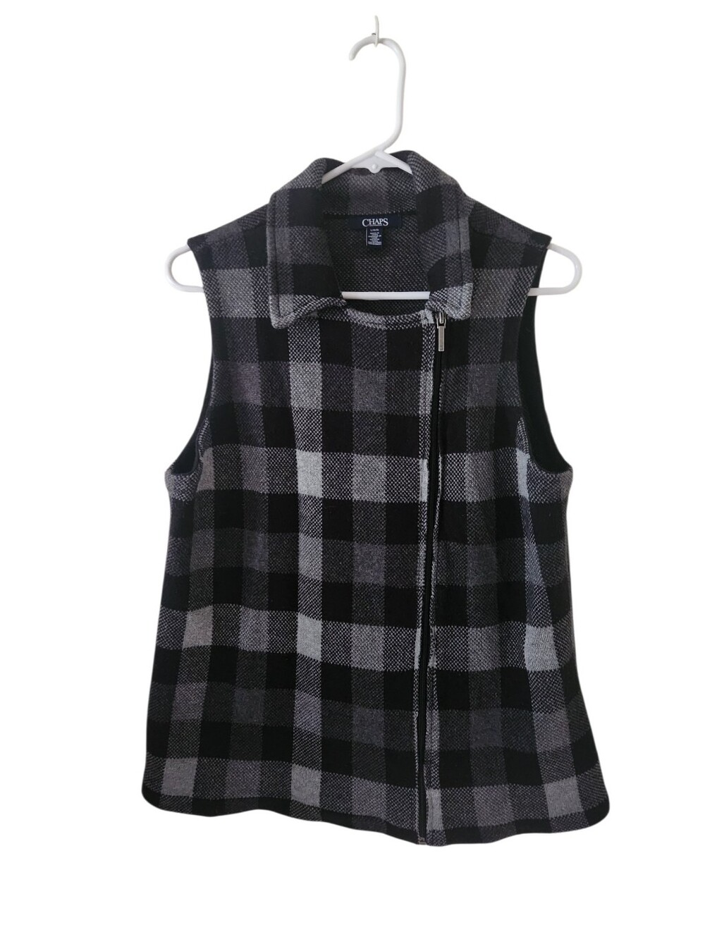 Chaps Plaid Zip Front Vest